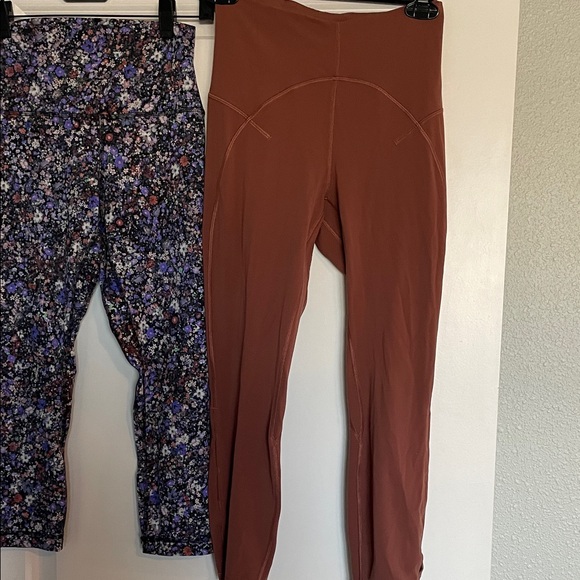 2 Lululemon Floral Print Leggings & Rust High-Rise Leggings BOTH SIZE 6 - Picture 4 of 6